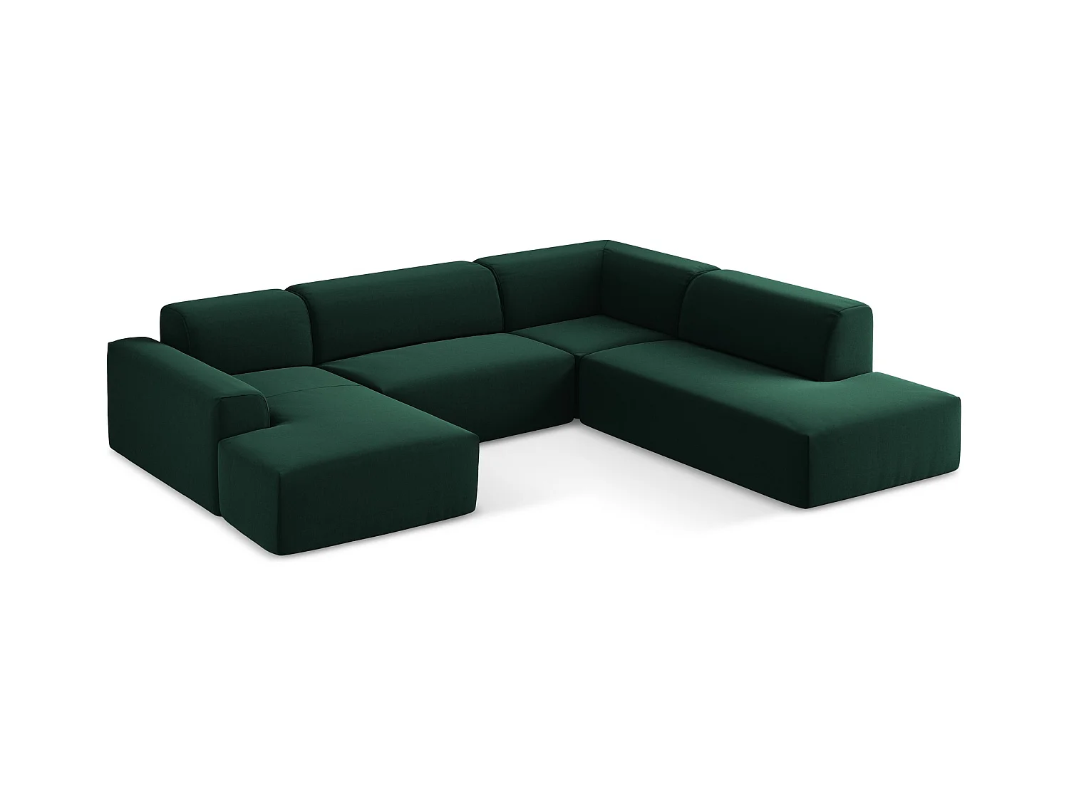 Große Wohnlandschaft Rechts - - Samt - Flaschengrün - KELI