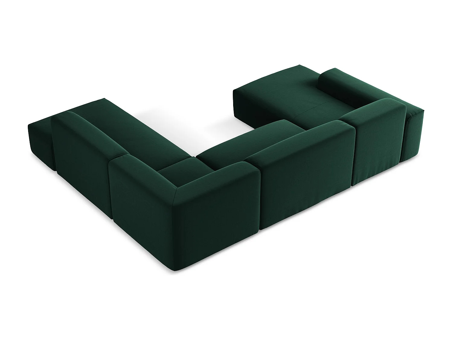 Canapé panoramique 5 places droit en velours - bouteille verte - KELI