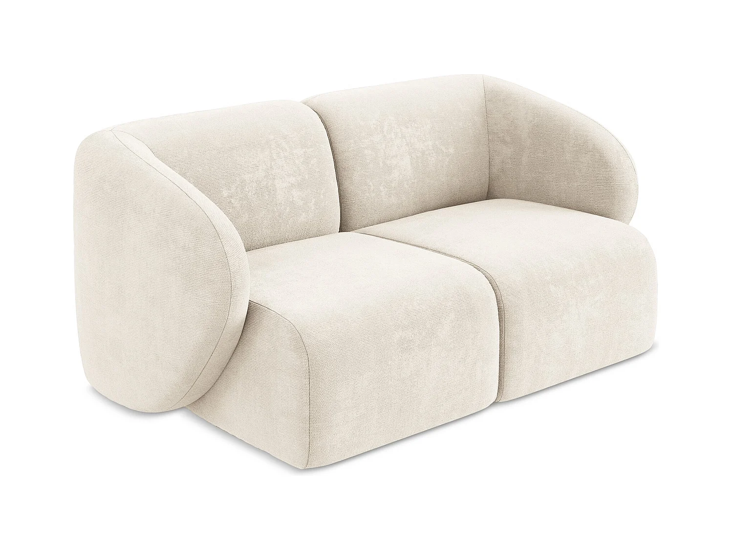 Sofá modular 2 lugares em tecido chenille bege claro - LANI