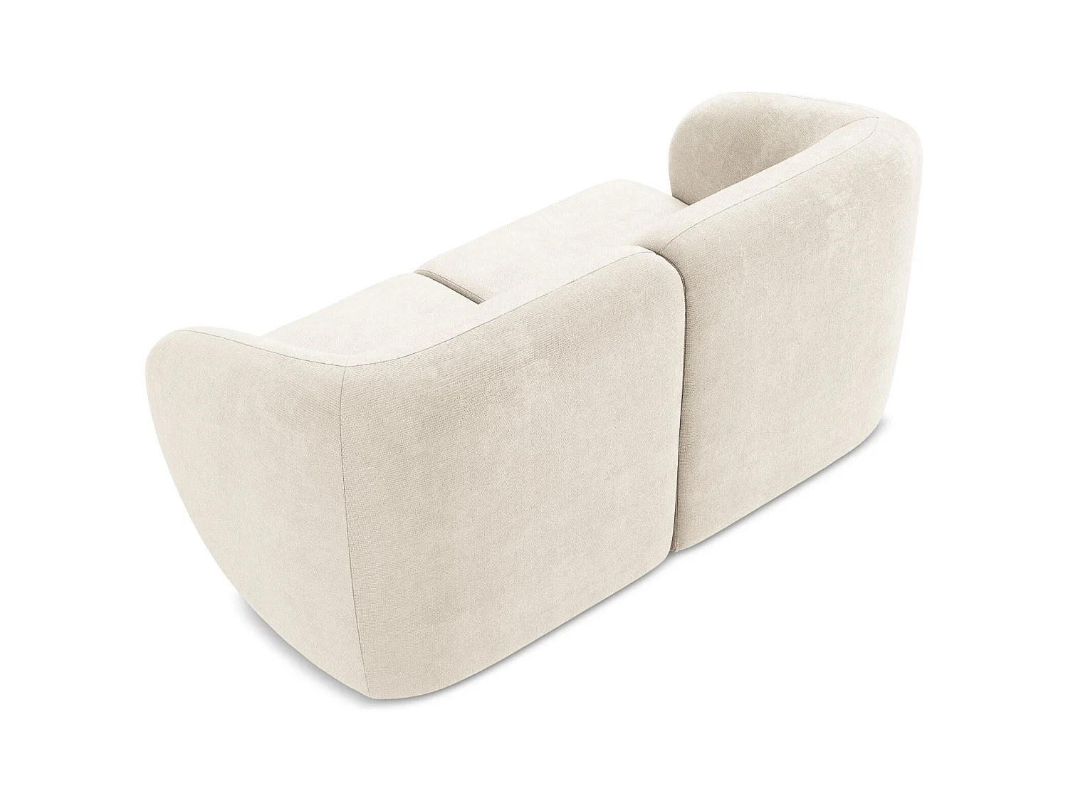 Sofá modular 2 lugares em tecido chenille bege claro - LANI