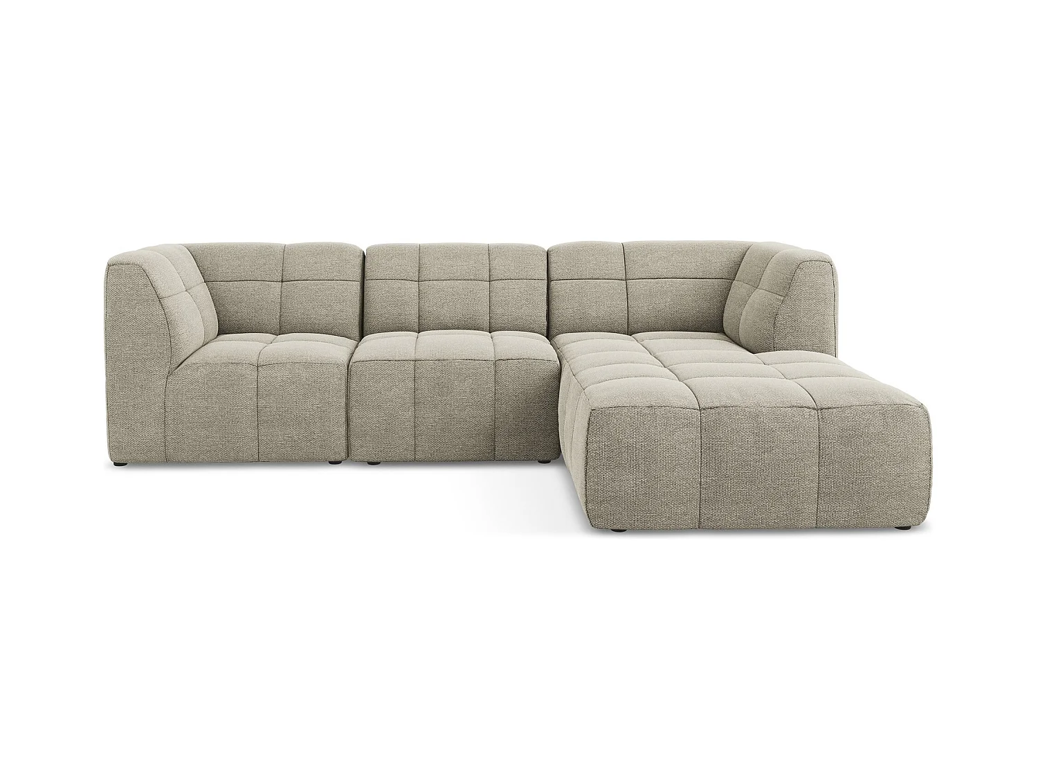 Canapé d'angle 3 places modulaire droit en tissu bouclette - taupe - ALOHA