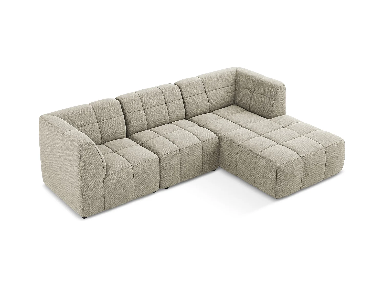 Canapé d'angle 3 places modulaire droit en tissu bouclette - taupe - ALOHA