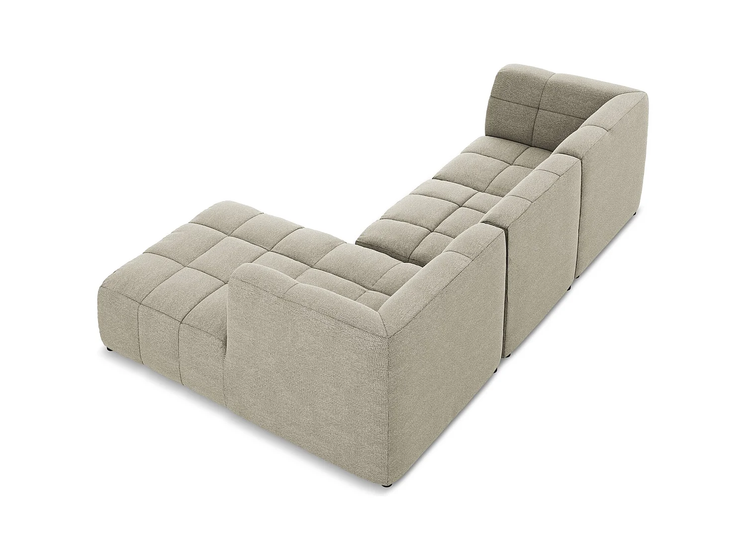 Canapé d'angle 3 places modulaire droit en tissu bouclette - taupe - ALOHA