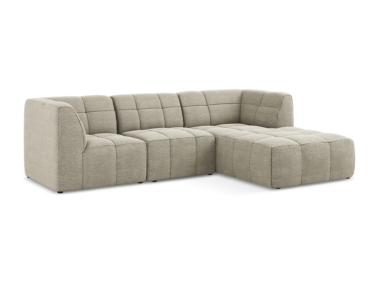 Modulaire hoekbank rechts van taupe bouclé - ALOHA