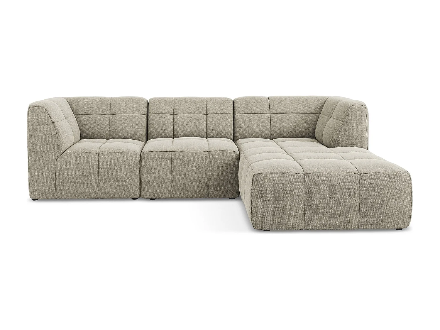 Modulaire hoekbank rechts van taupe bouclé - ALOHA