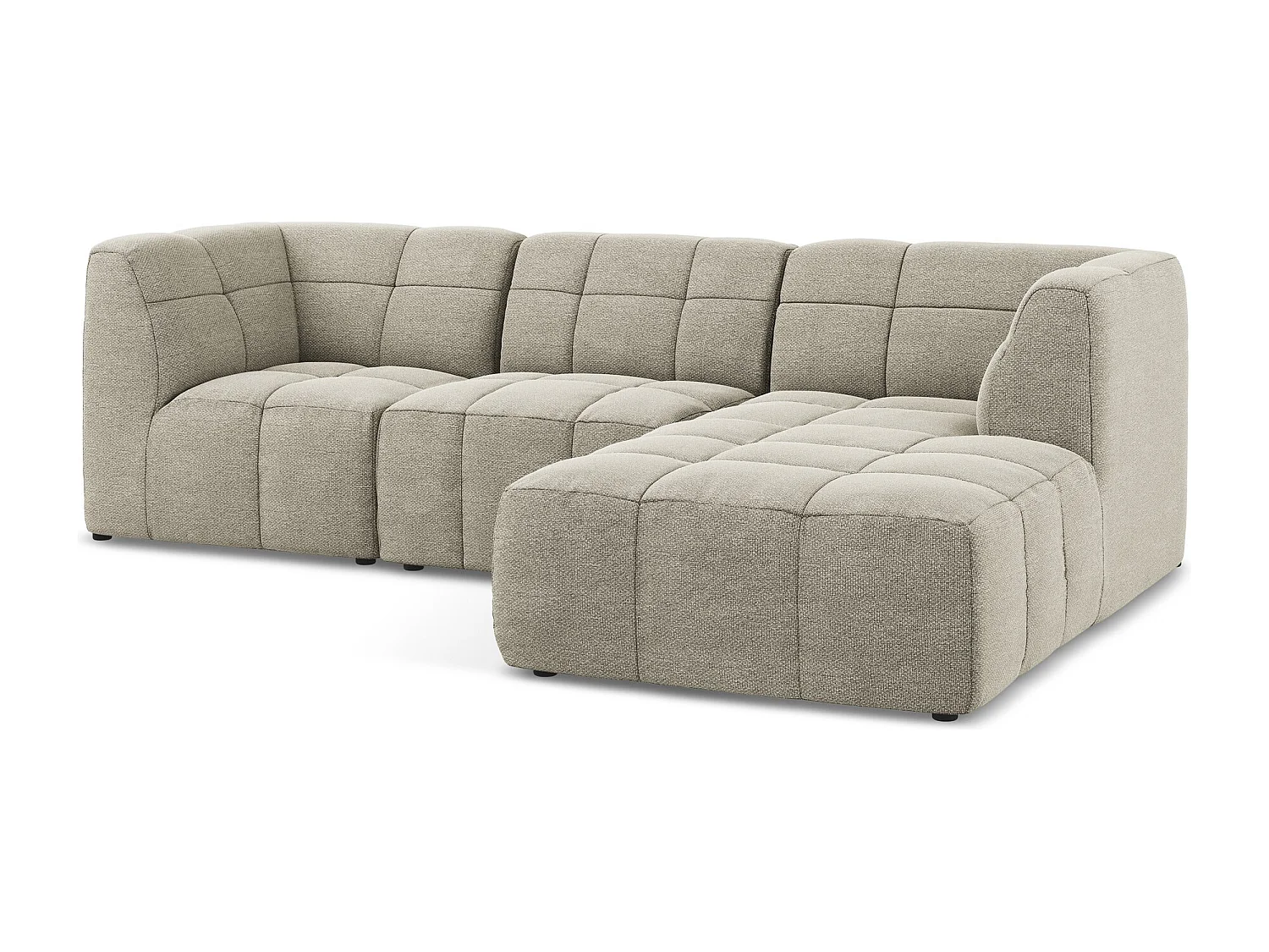 Modulaire hoekbank rechts van taupe bouclé - ALOHA