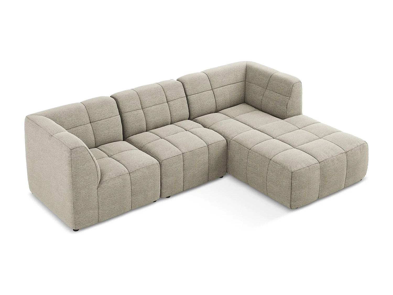 Modulaire hoekbank rechts van taupe bouclé - ALOHA