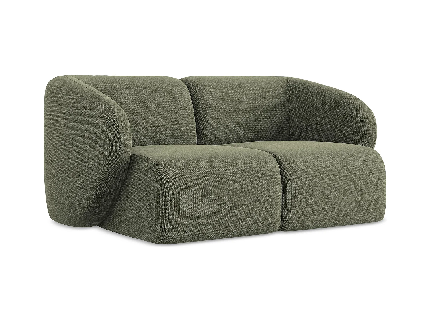 Tweezits modulaire bank van olijfgroen bouclé - LANI