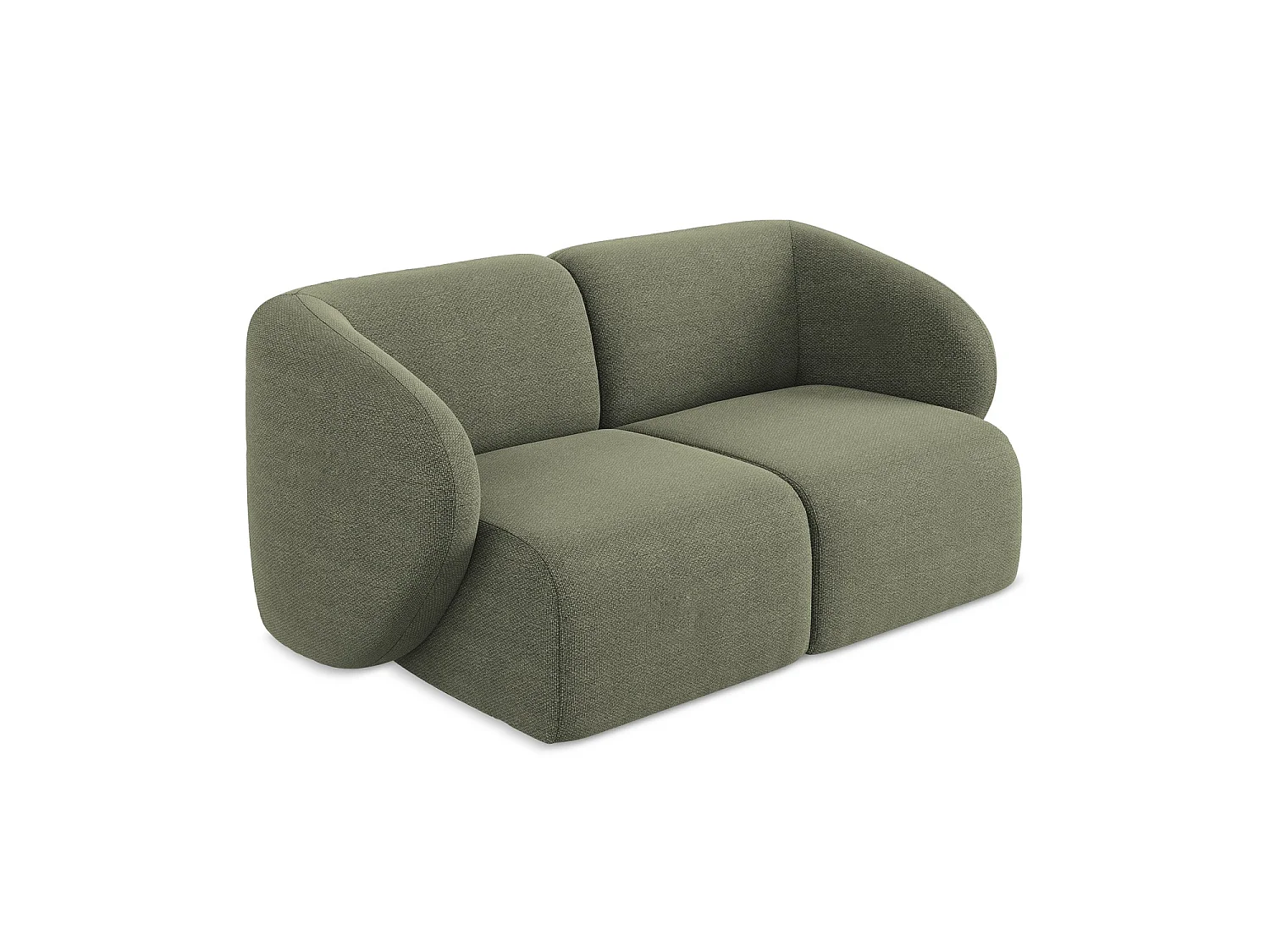 Tweezits modulaire bank van olijf bouclé - CERVO