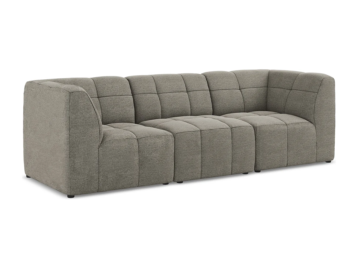 Driezits modulaire bank van grijs bouclé - ALOHA