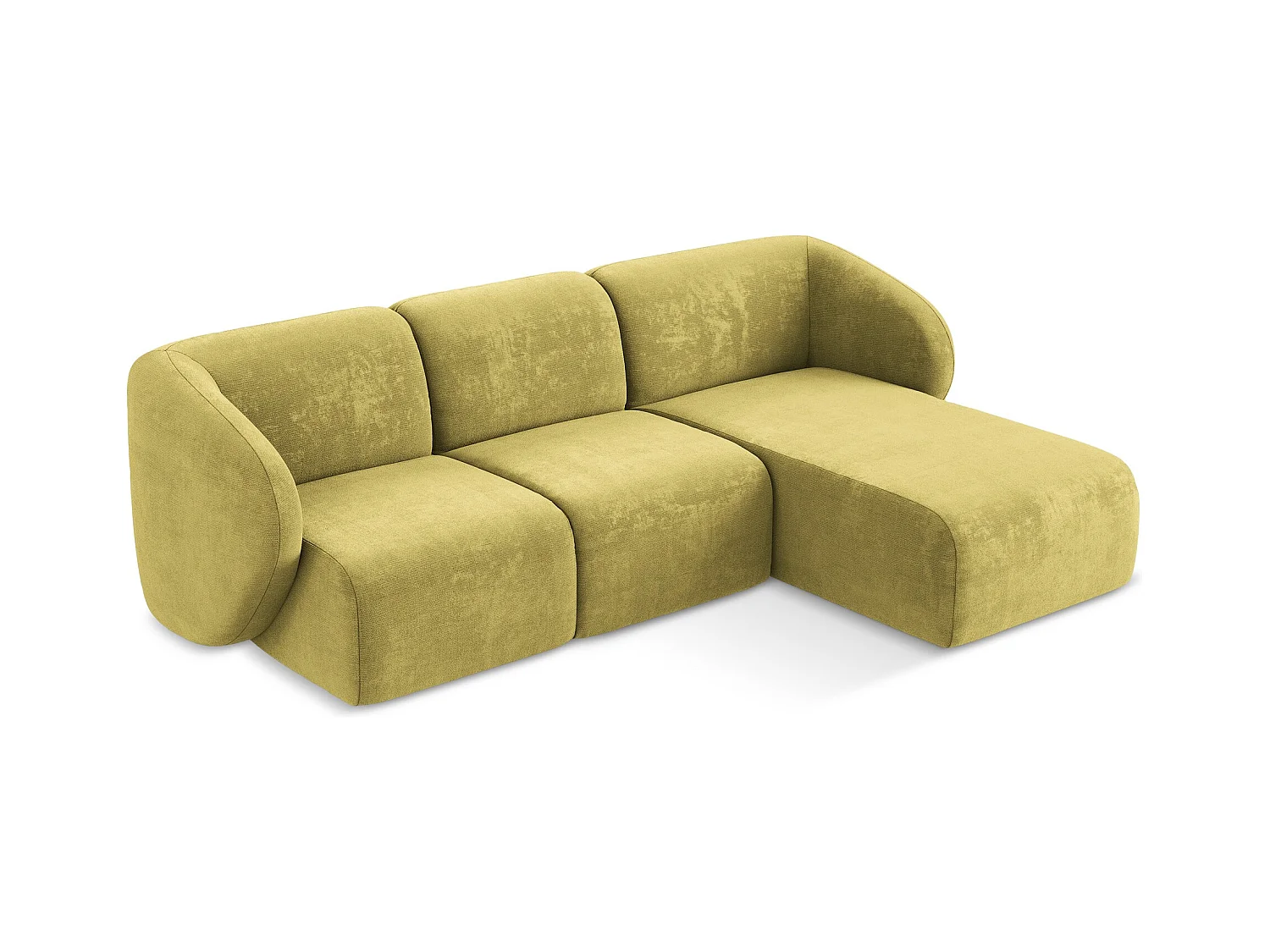 Narożnik prawostronny - z tkaniny szenilowej - limonkowy - LANI