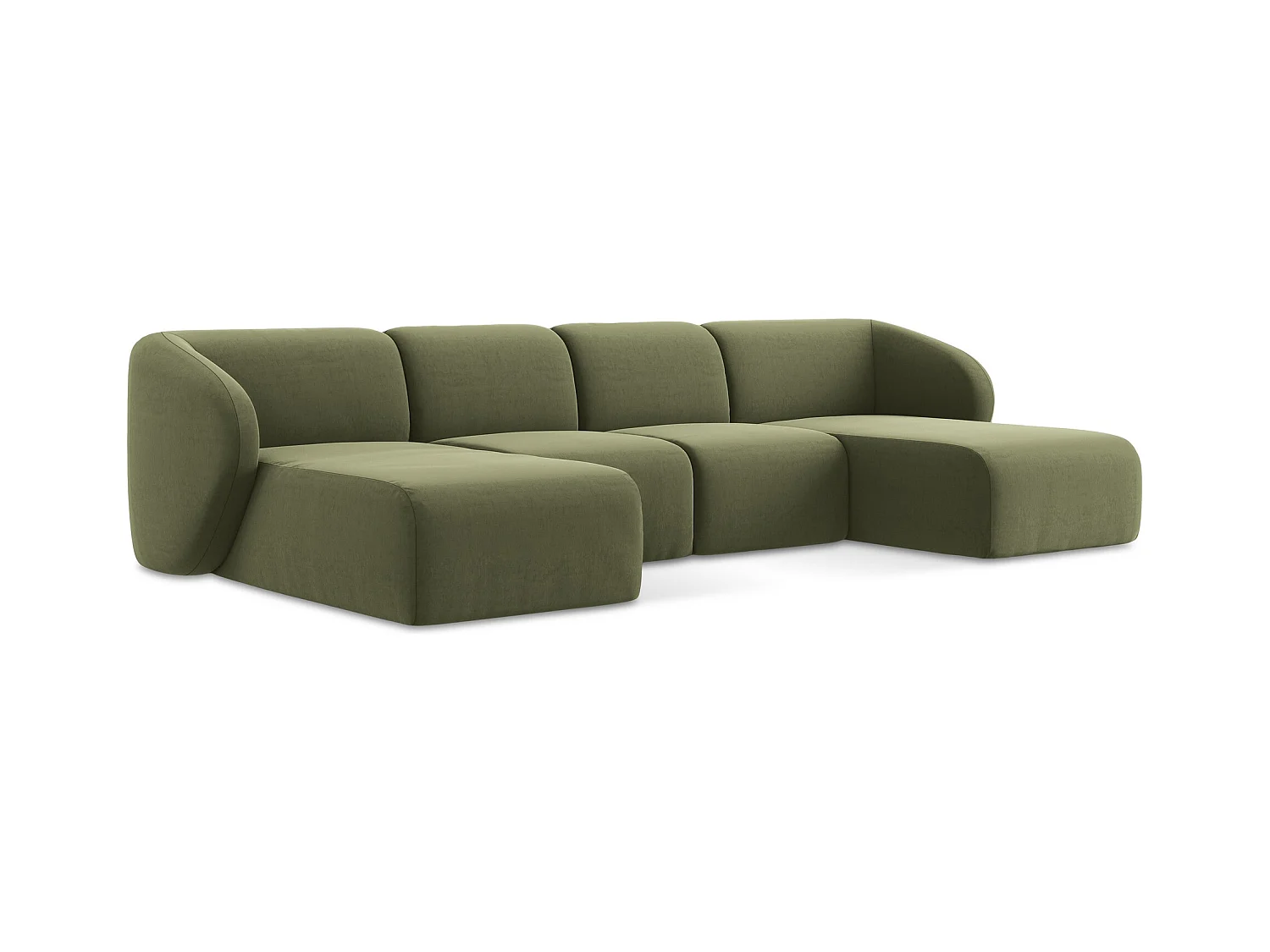 Große Wohnlandschaft - - Samt - Olive - LANI