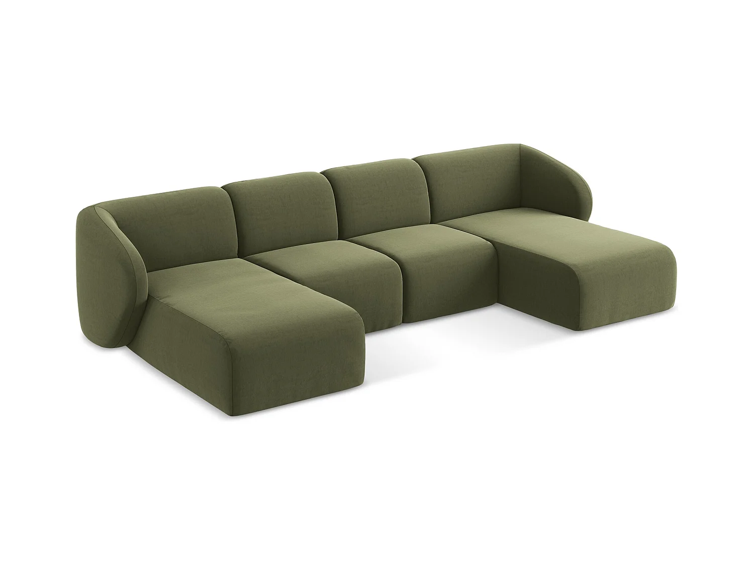 Große Wohnlandschaft - - Samt - Olive - LANI