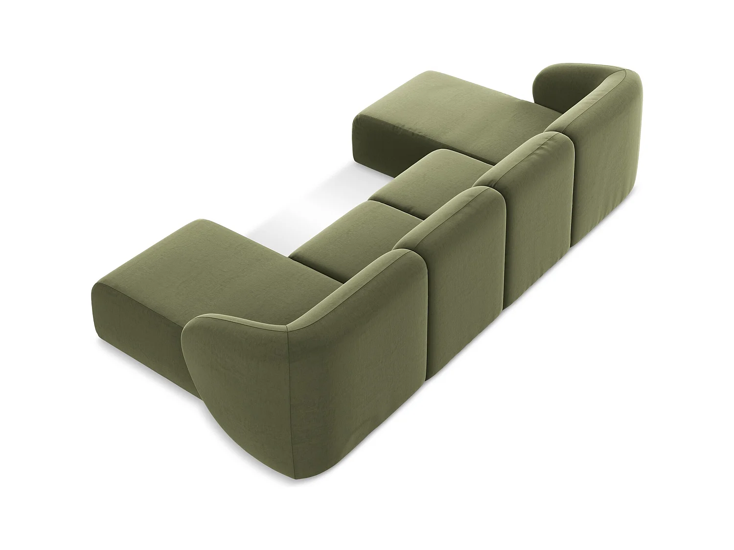 Große Wohnlandschaft - - Samt - Olive - LANI