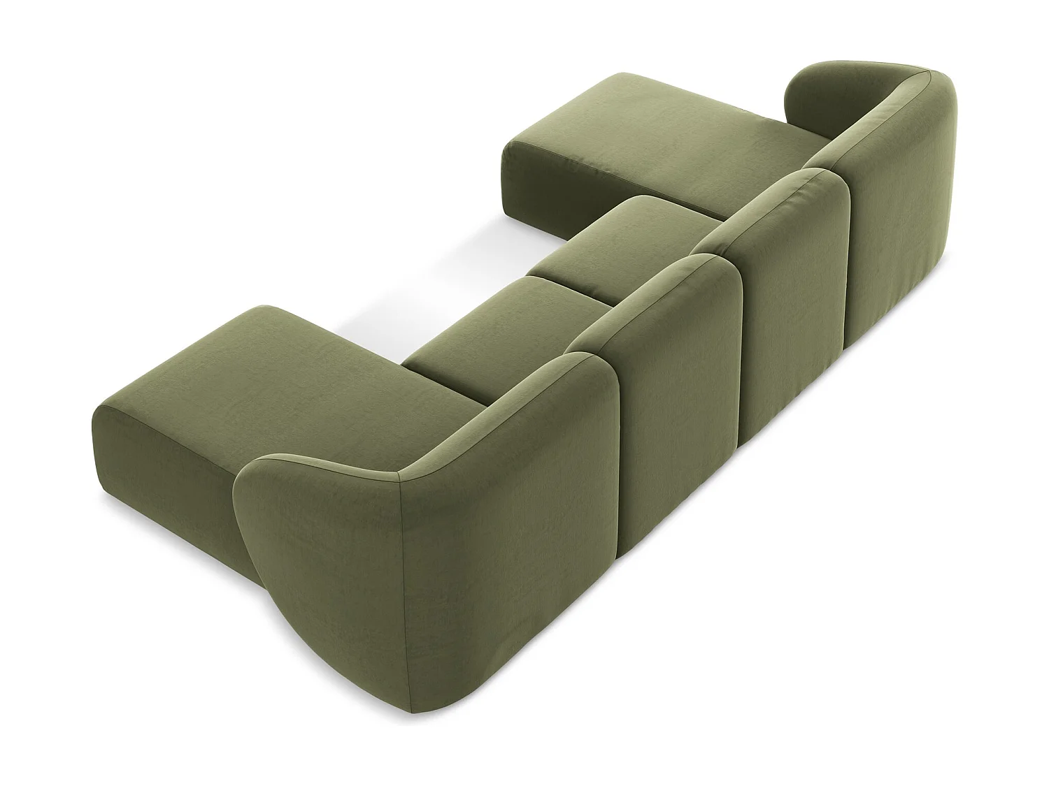 Canapé panoramique 4 places en velours - olive - LANI