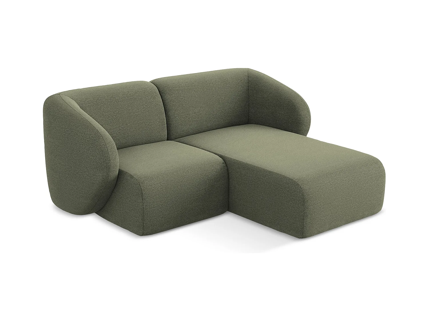 Modulaire hoekbank rechts van olijfgroen bouclé - LANI