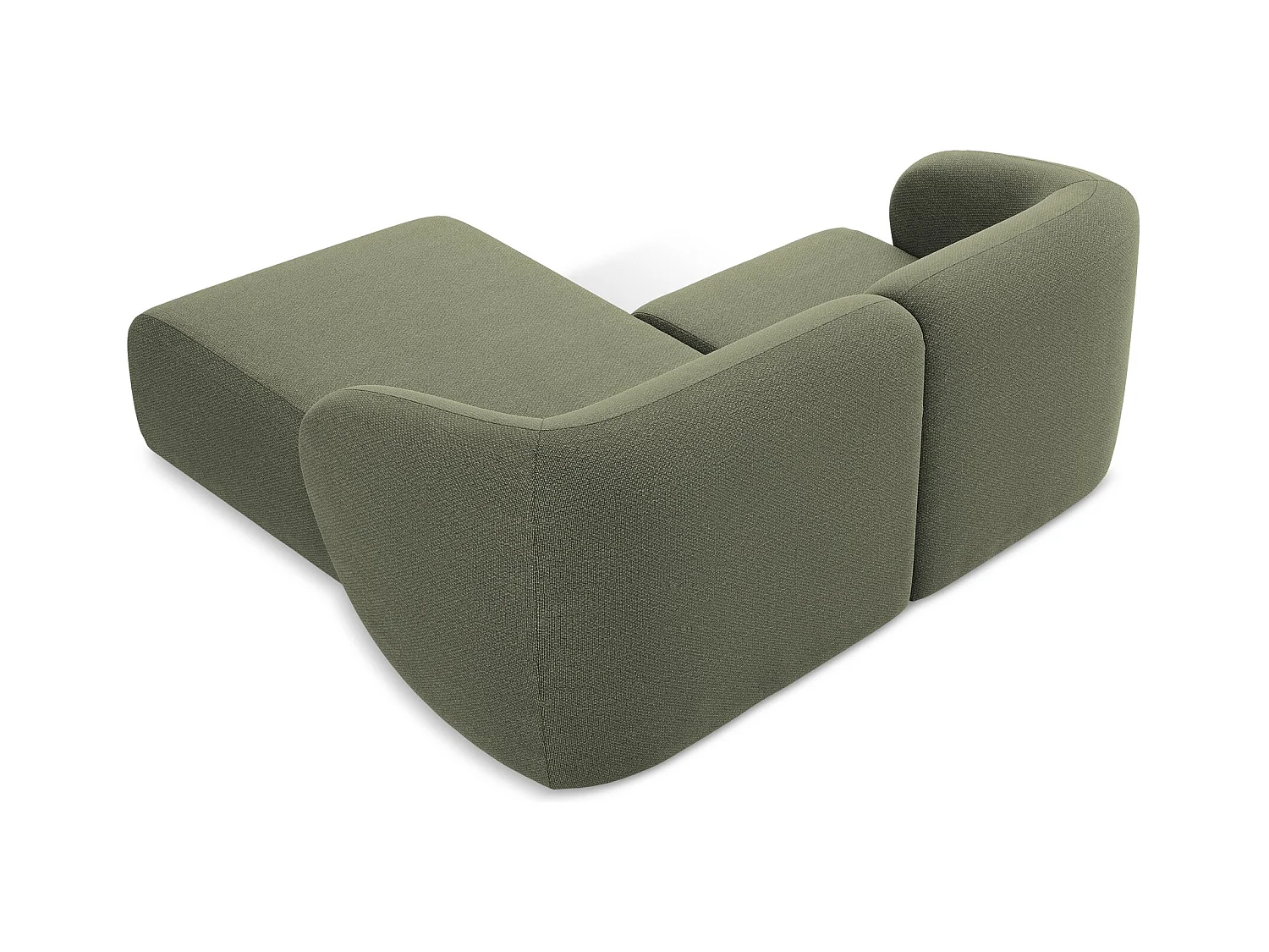 Modulaire hoekbank rechts van olijfgroen bouclé - LANI