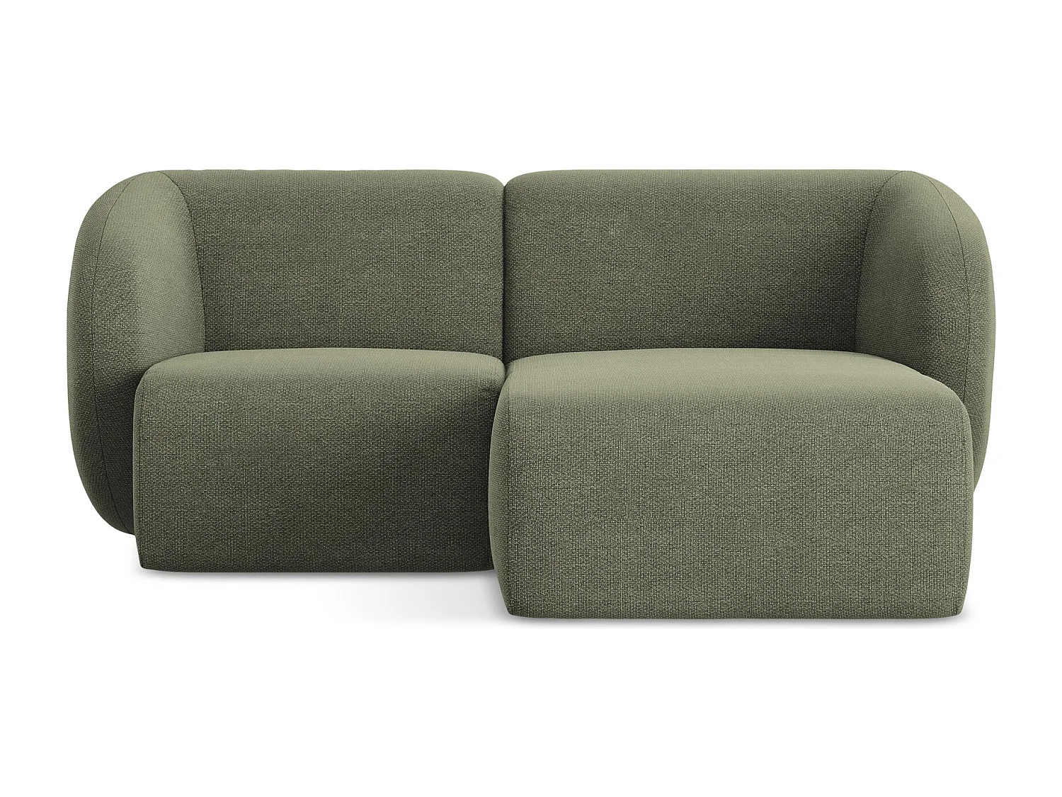 Narożnik prawostronny - z tkaniny bouclé - oliwkowy - LANI