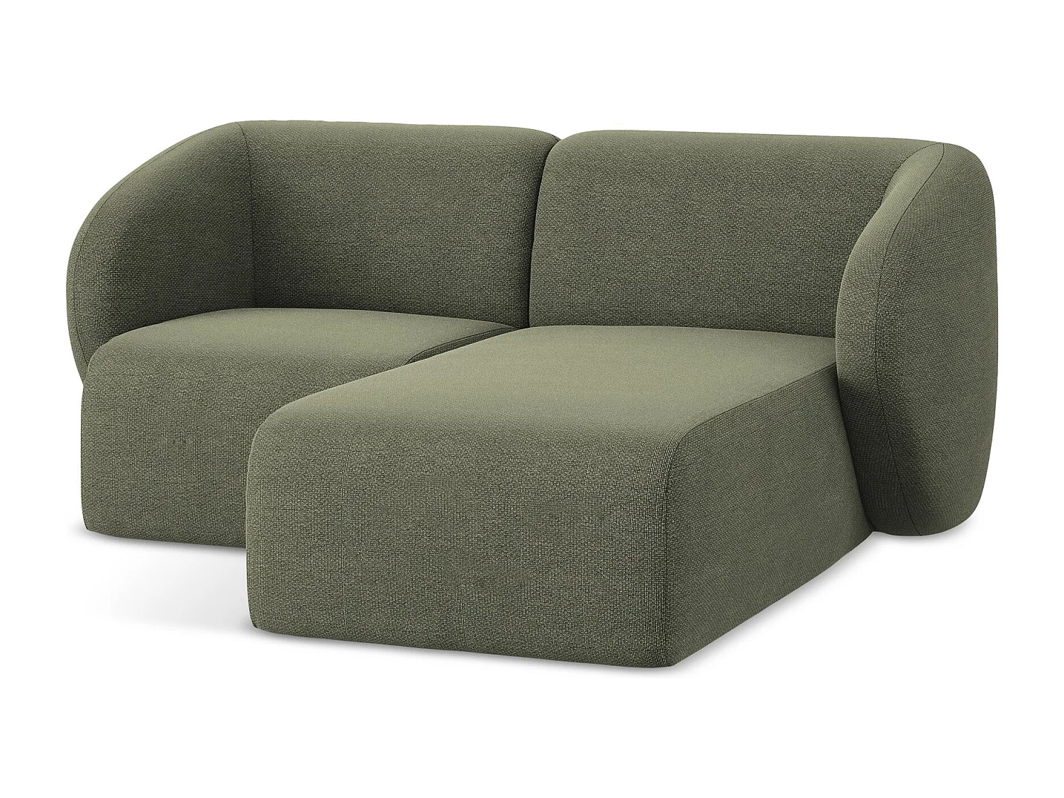 Narożnik prawostronny - z tkaniny bouclé - oliwkowy - LANI