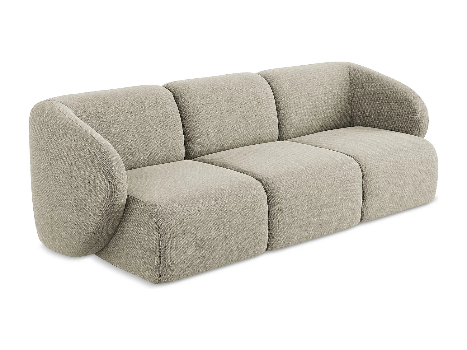 Canapé modulable 3 places en tissu bouclette - taupe - LANI