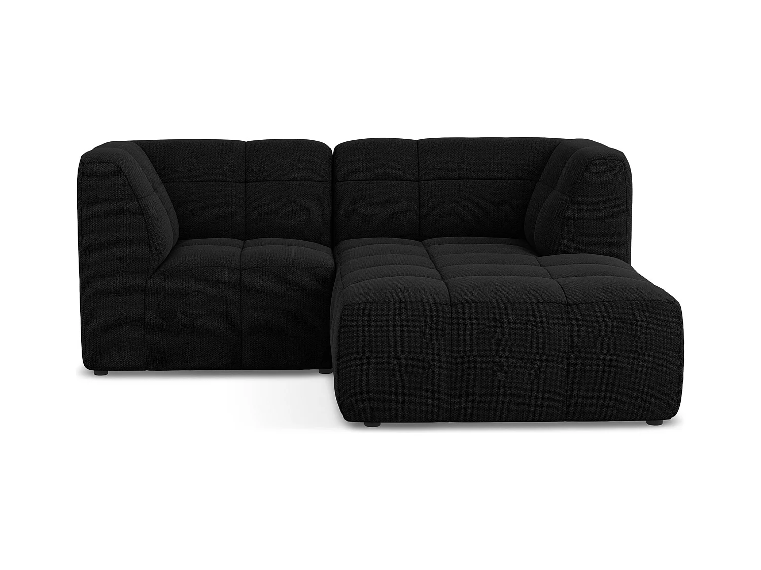 Canapé d'angle 2,5 places modulaire droit en tissu bouclette - noir - ALOHA