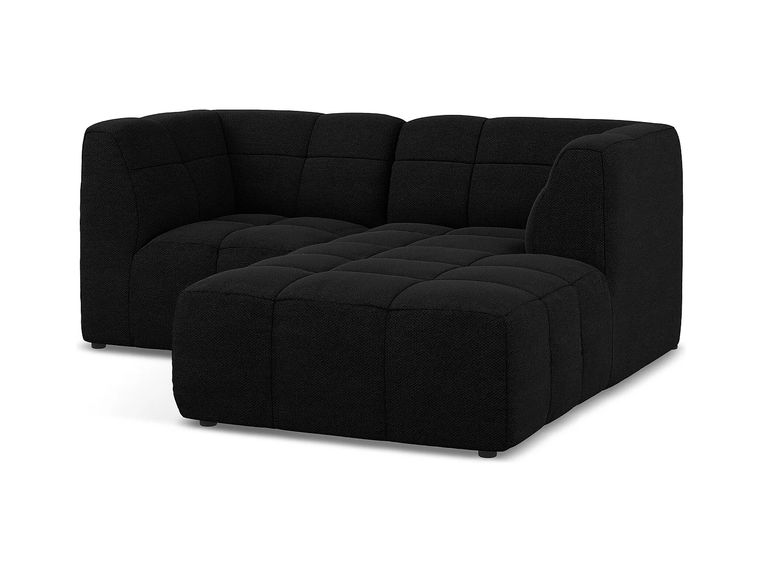 Canapé d'angle 2,5 places modulaire droit en tissu bouclette - noir - ALOHA