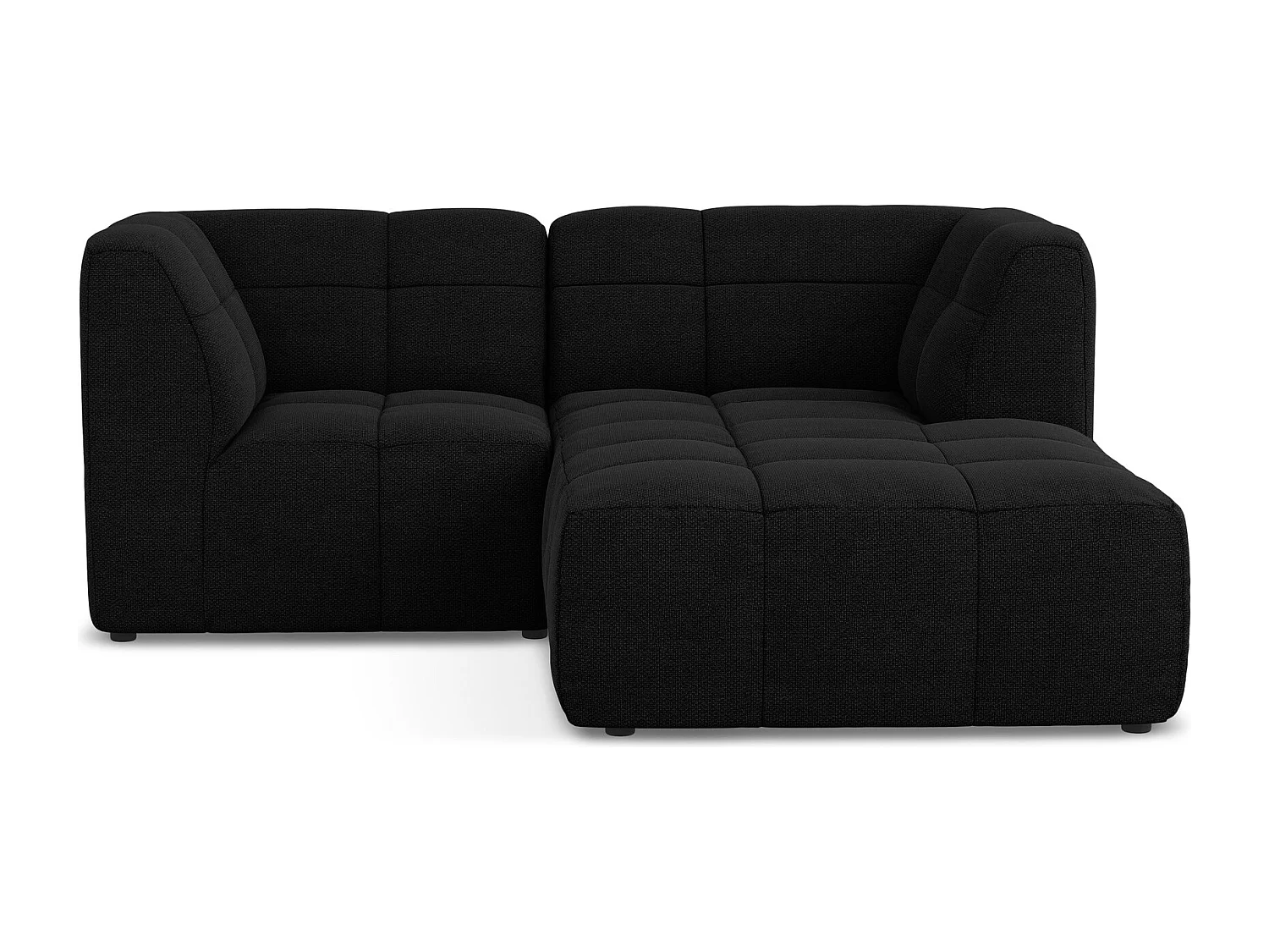 Canapé d'angle 2,5 places modulaire droit en tissu bouclette - noir - ALOHA