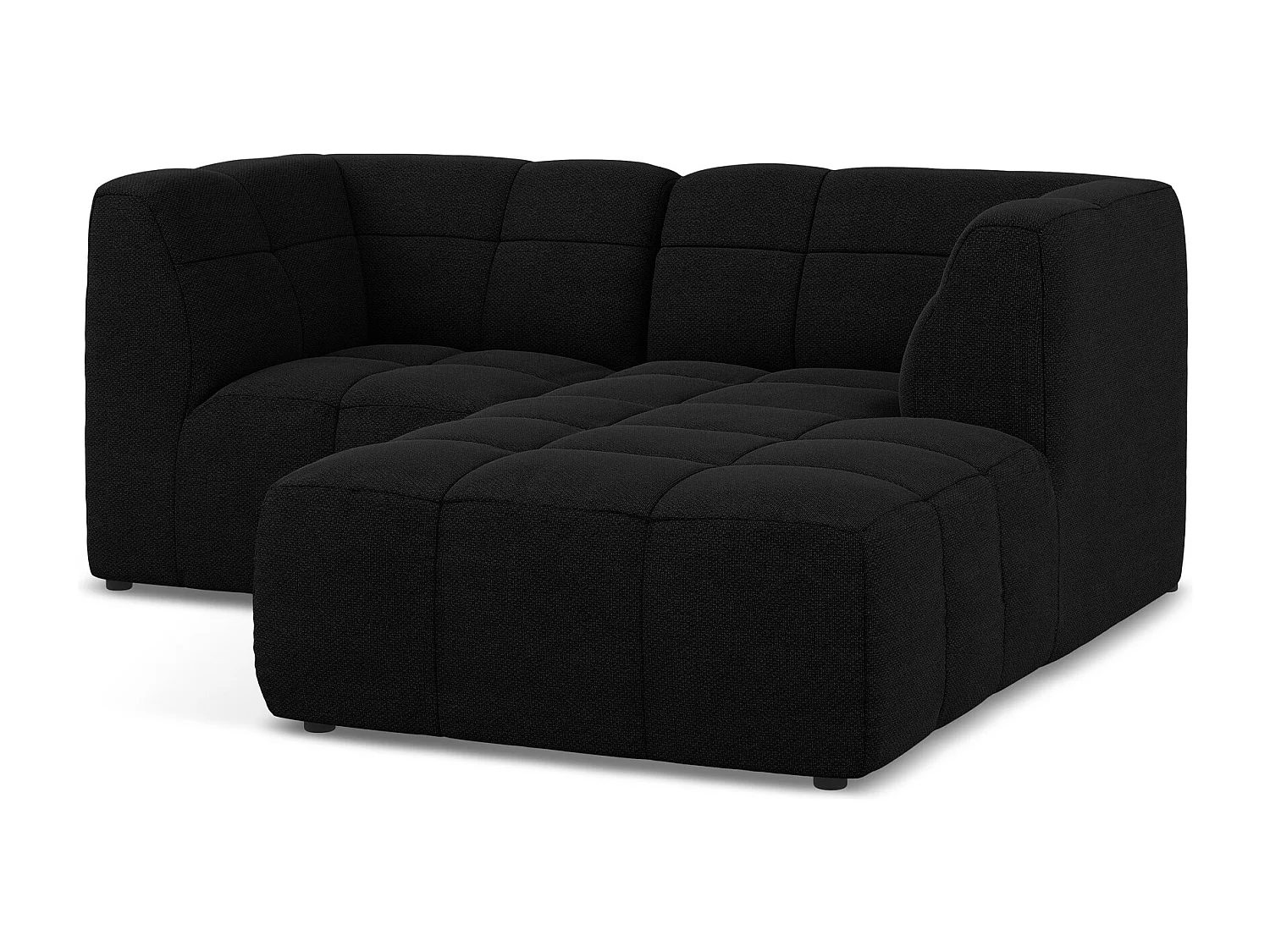 Canapé d'angle 2,5 places modulaire droit en tissu bouclette - noir - ALOHA