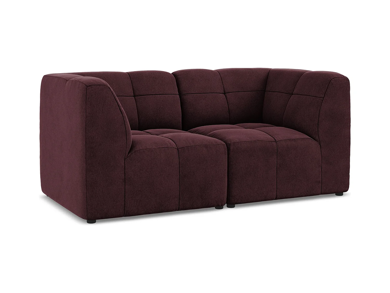 Modułowa sofa 2-osobowa - z tkaniny welwetowej - burgundowy - ALOHA