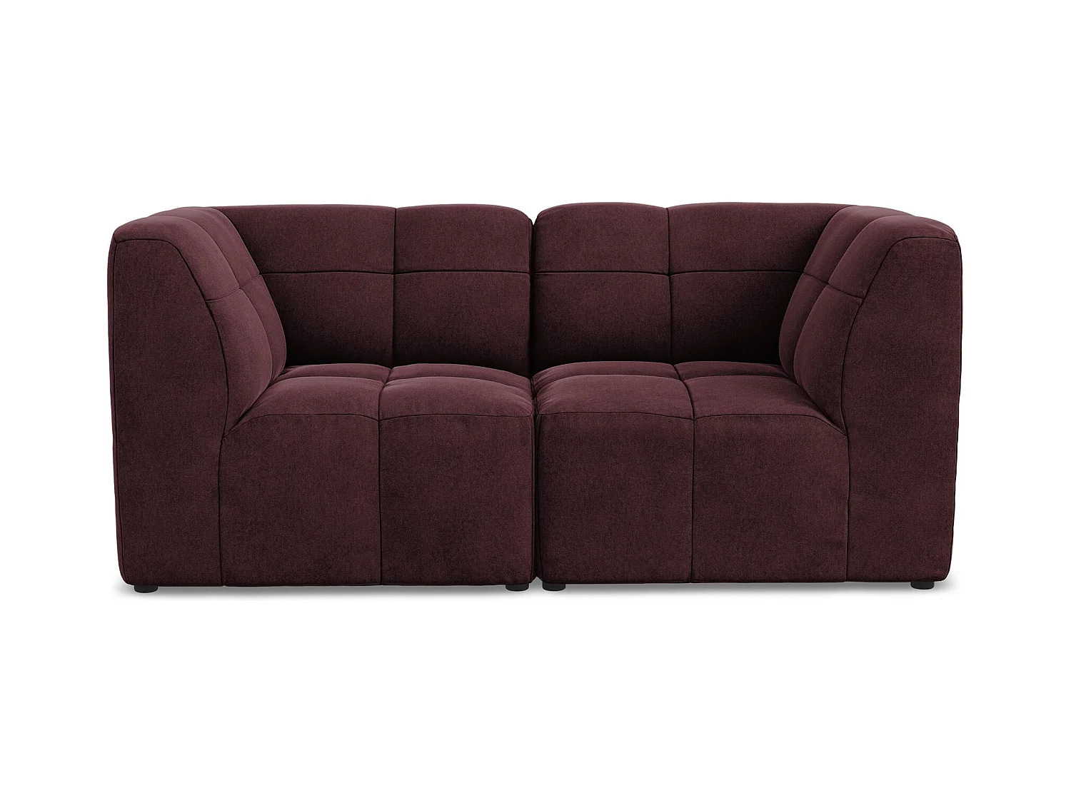 Modułowa sofa 2-osobowa - z tkaniny welwetowej - burgundowy - ALOHA