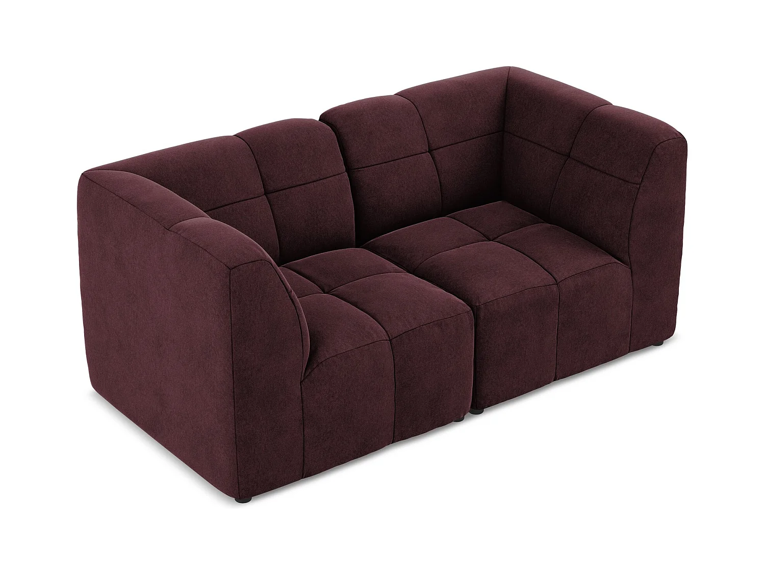Modułowa sofa 2-osobowa - z tkaniny welwetowej - burgundowy - ALOHA
