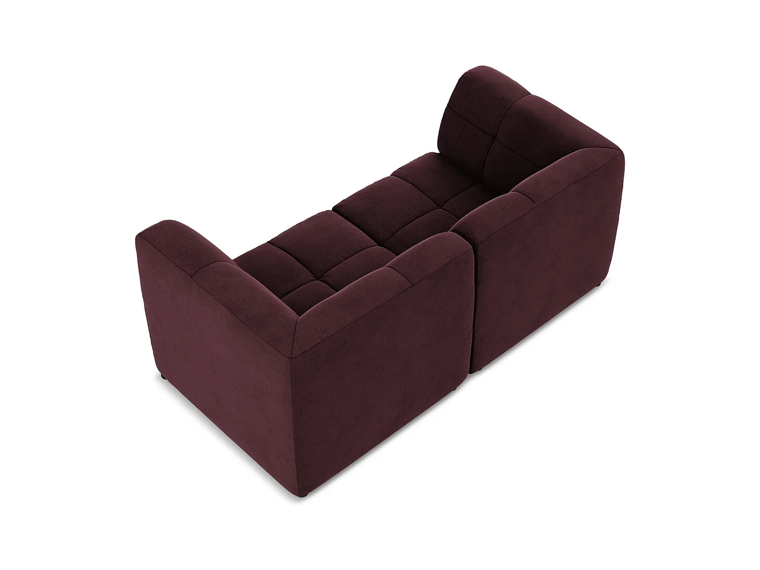 Modułowa sofa 2-osobowa - z tkaniny welwetowej - burgundowy - ALOHA