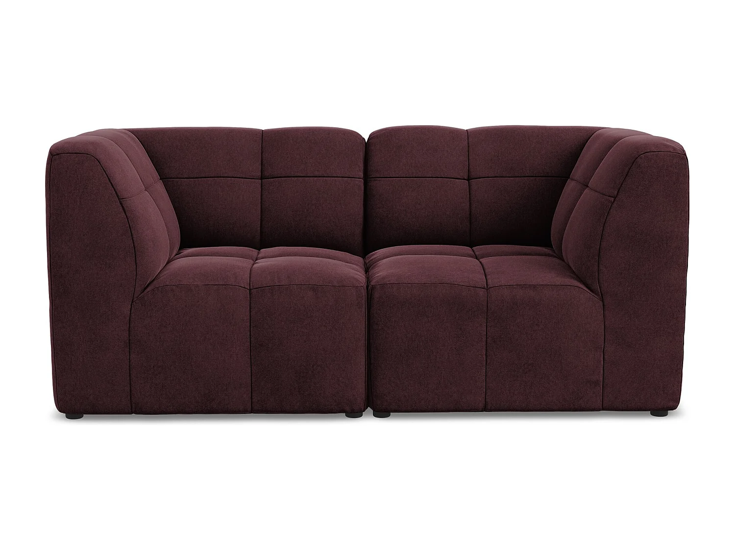Canapé modulable 2 places en velours - bourgogne - ALOHA