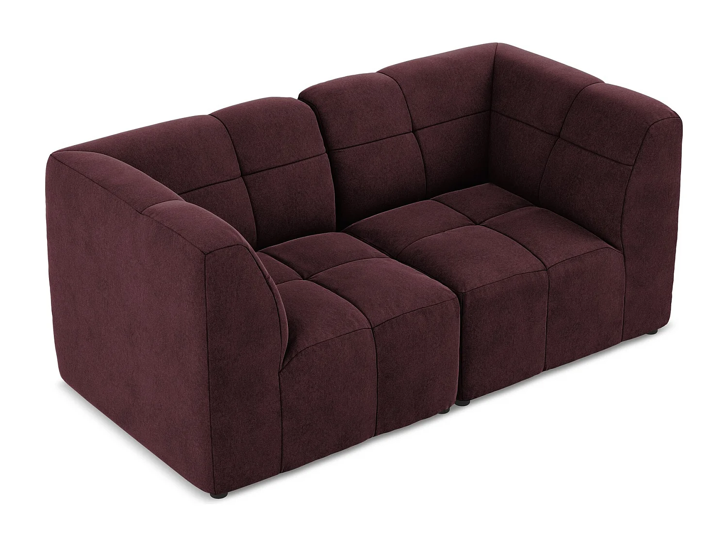 Canapé modulable 2 places en velours - bourgogne - ALOHA