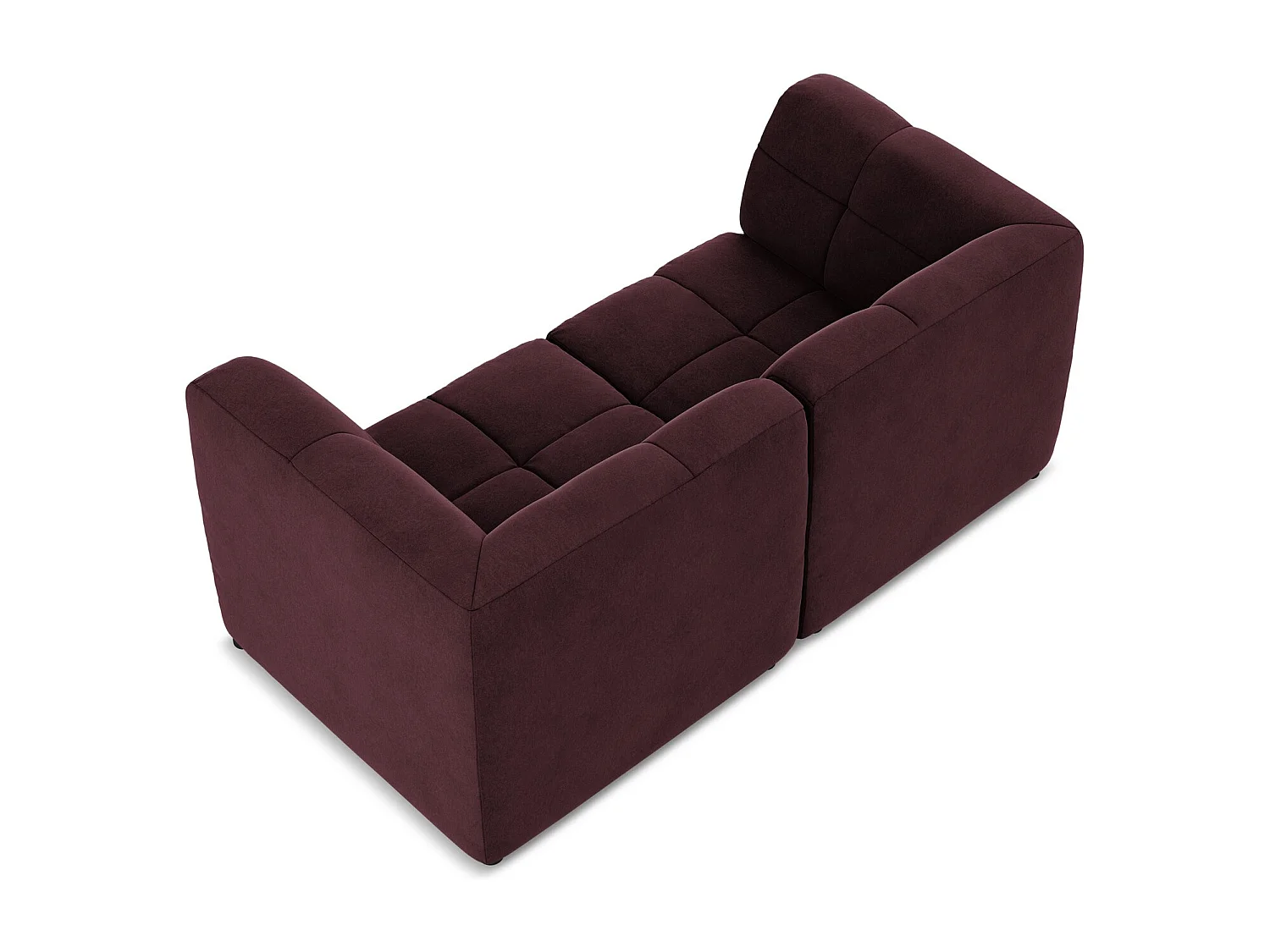 Canapé modulable 2 places en velours - bourgogne - ALOHA