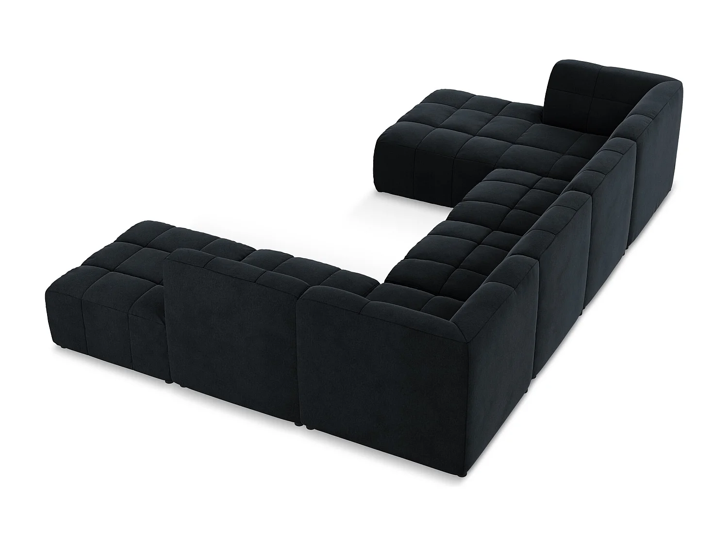 Panoramische hoekbank van koningsblauw velours - ALOHA