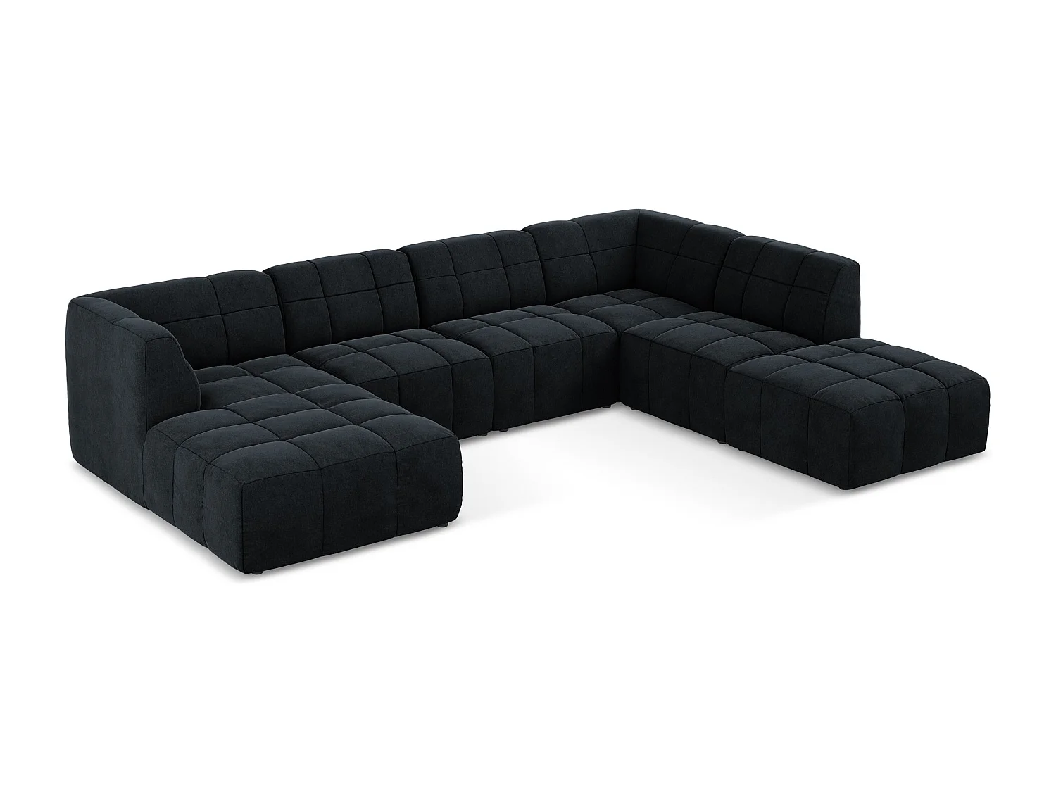 Canapé panoramique 5 places en velours - bleu royal - ALOHA