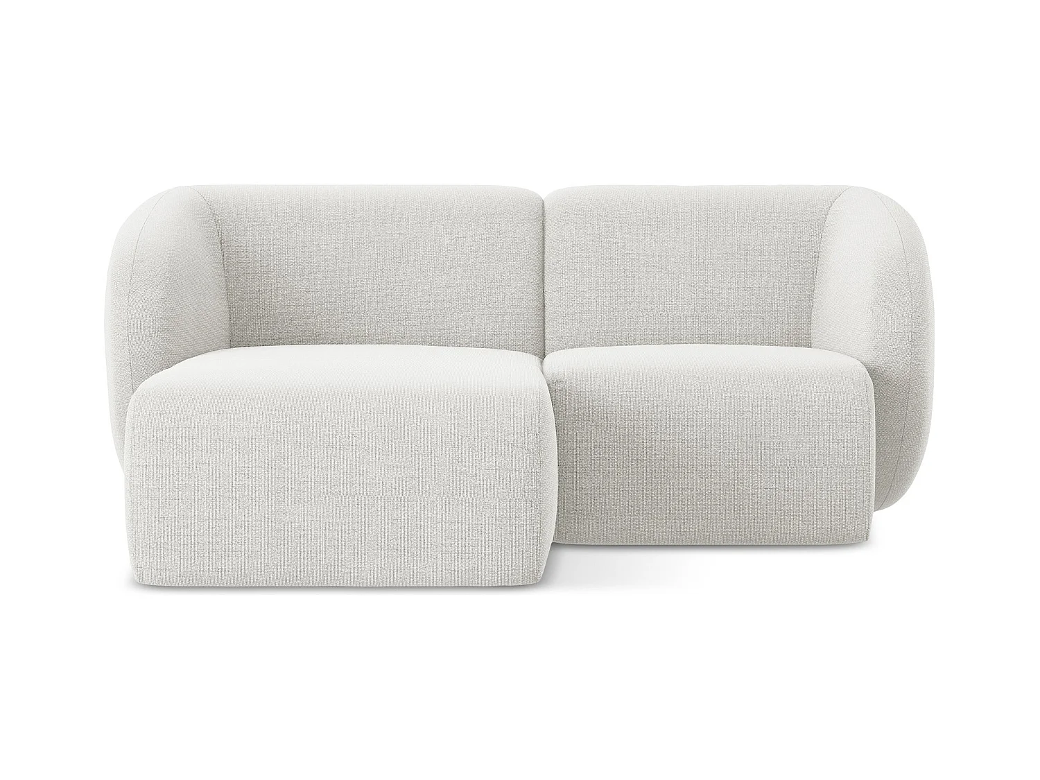 Canapé d'angle 2,5 places modulaire gauche en tissu bouclette - blanc - LANI