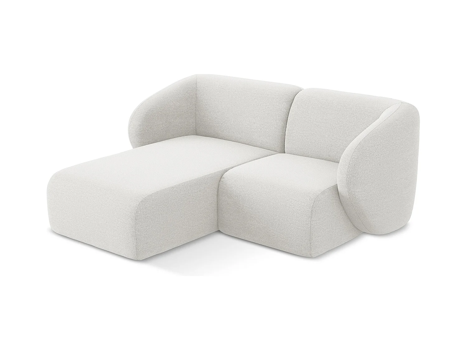 Canapé d'angle 2,5 places modulaire gauche en tissu bouclette - blanc - LANI