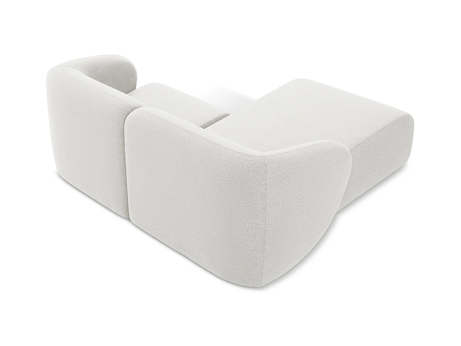 Canapé d'angle 2,5 places modulaire gauche en tissu bouclette - blanc - LANI