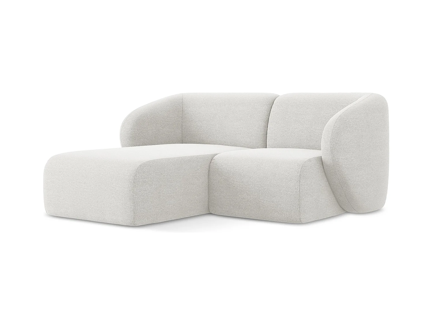 Canapé d'angle 2,5 places modulaire gauche en tissu bouclette - blanc - LANI