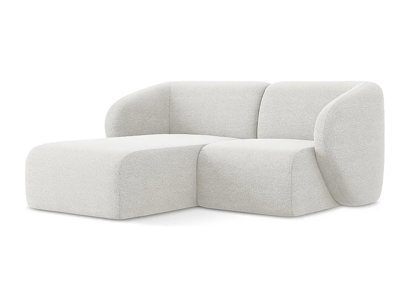 Canapé d'angle 2,5 places modulaire gauche en tissu bouclette - blanc - LANI