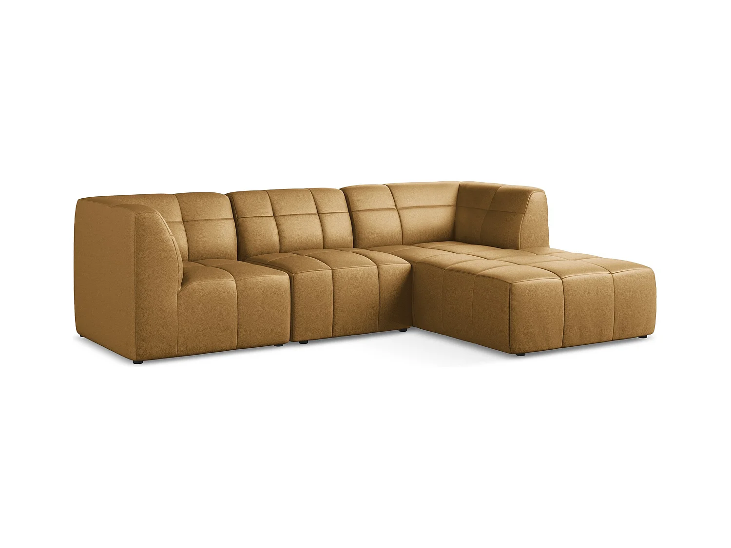 Modulaire hoekbank rechts van karmel kunstleer - ALOHA