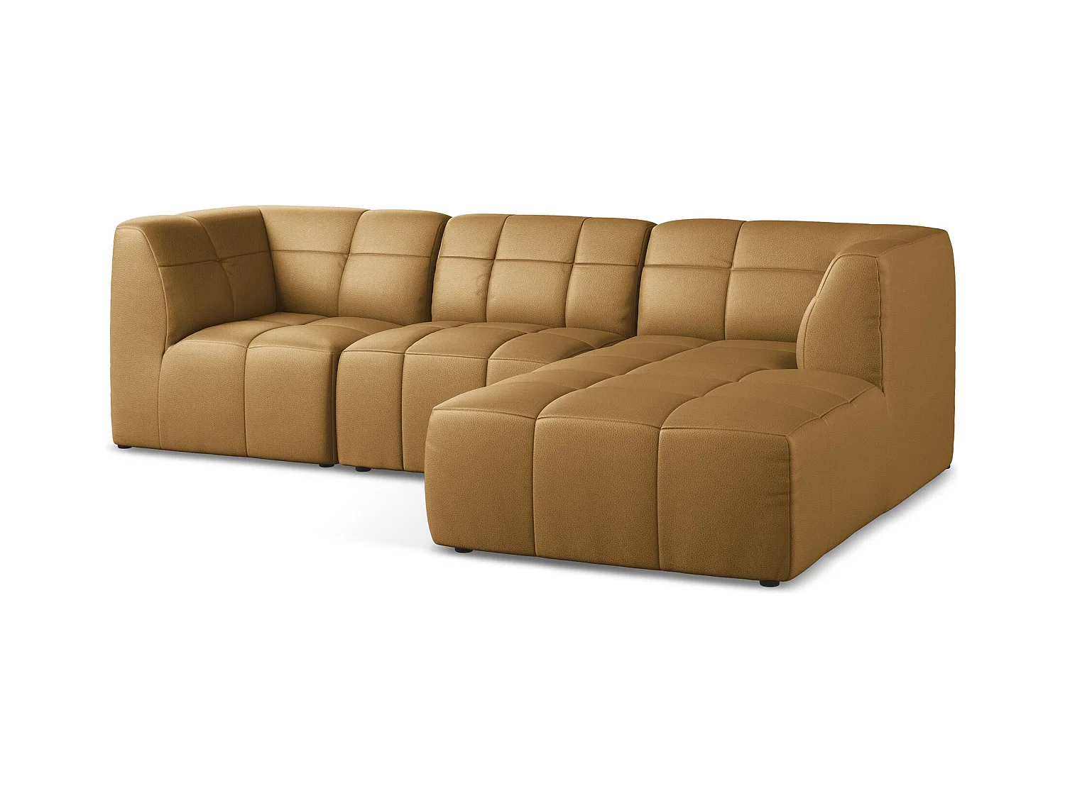 Modulaire hoekbank rechts van karmel kunstleer - ALOHA