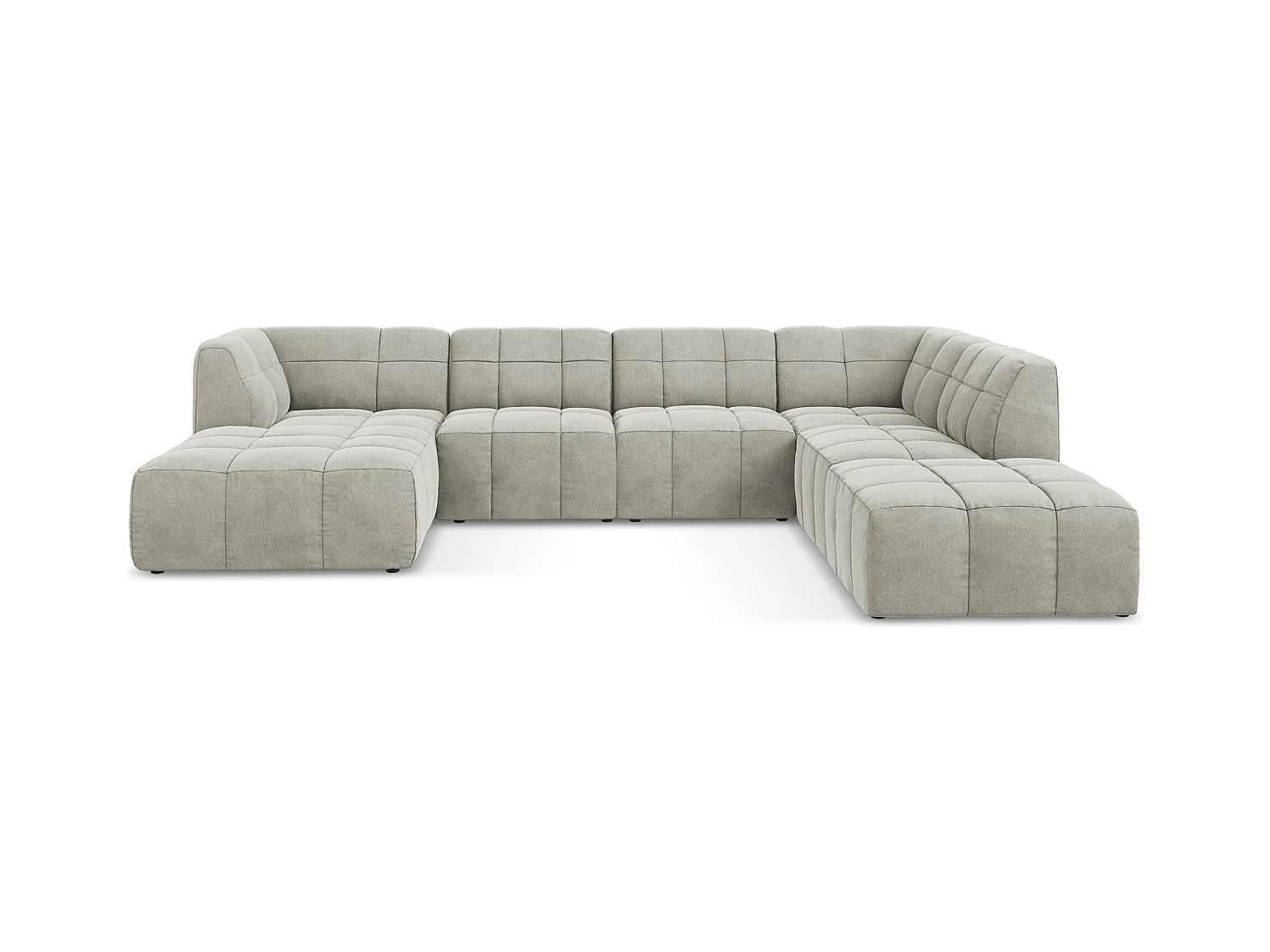 Canapé panoramique 5 places en velours - gris clair - ALOHA