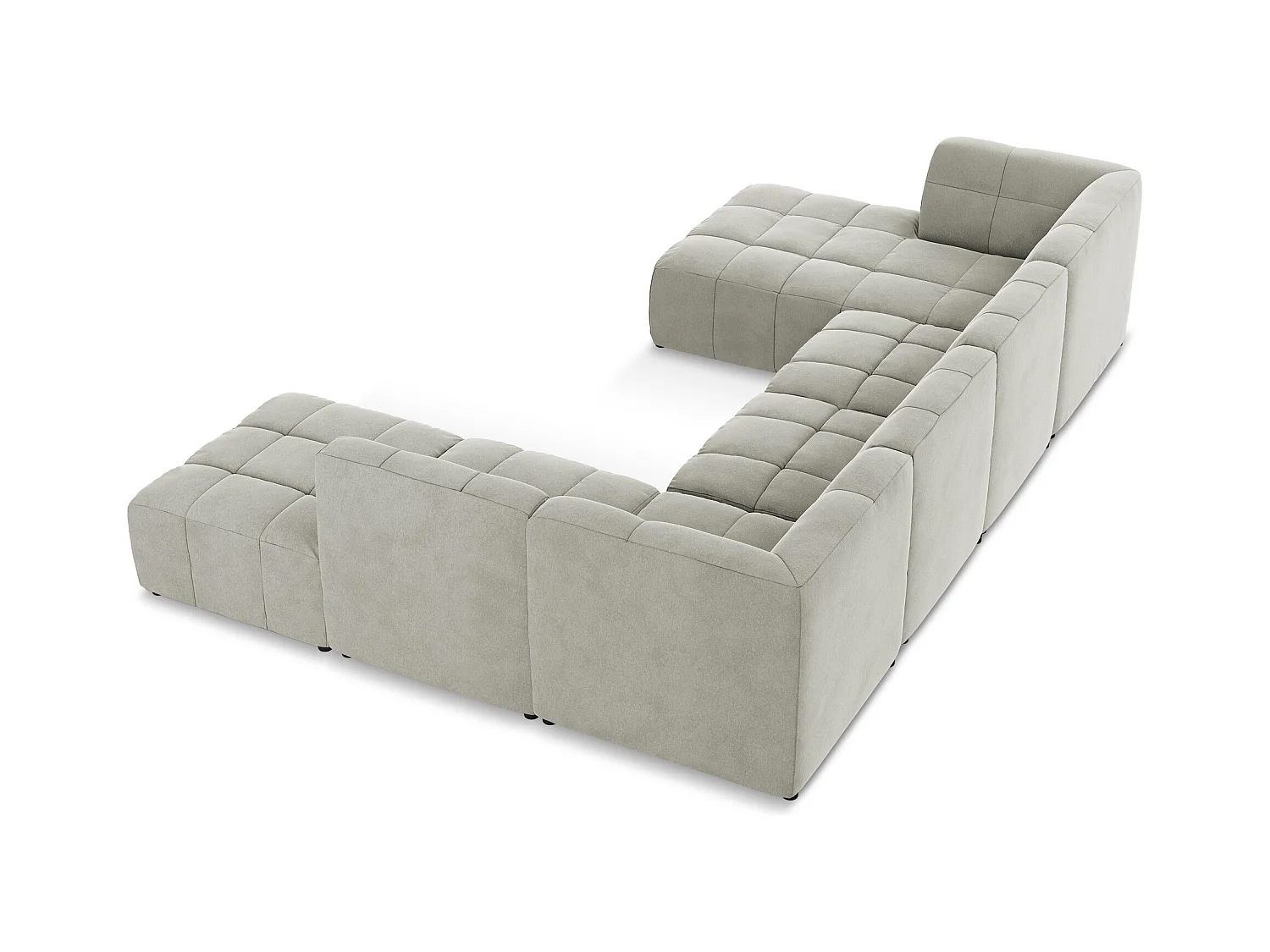 Canapé panoramique 5 places en velours - gris clair - ALOHA