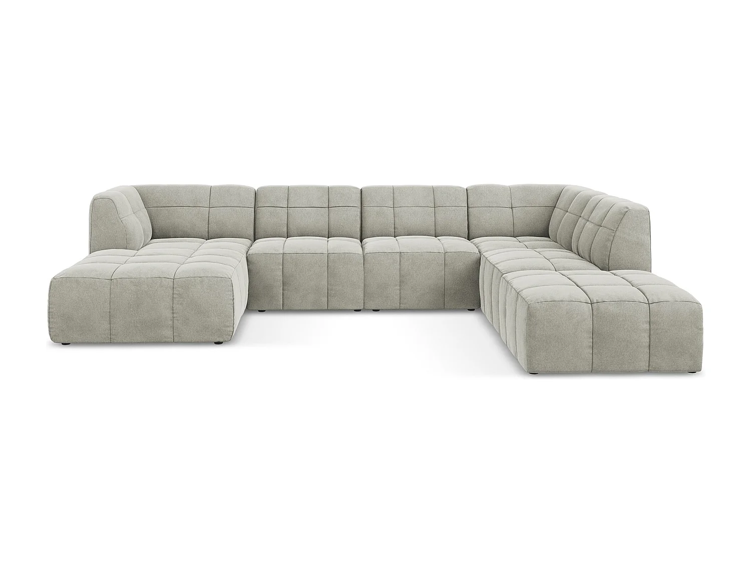 Canapé panoramique 5 places en velours - gris clair - ALOHA