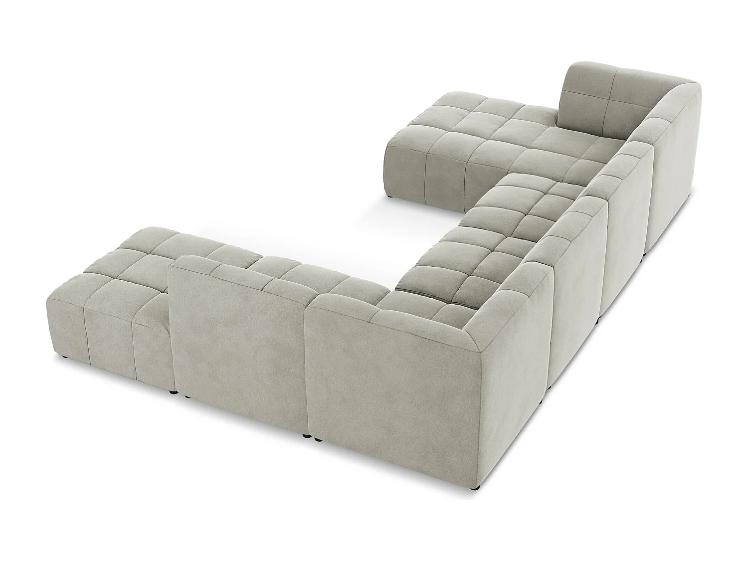 Canapé panoramique 5 places en velours - gris clair - ALOHA