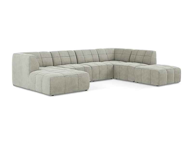 Sofa panoramiczna - z tkaniny welwetowej - jasny szary - ALOHA