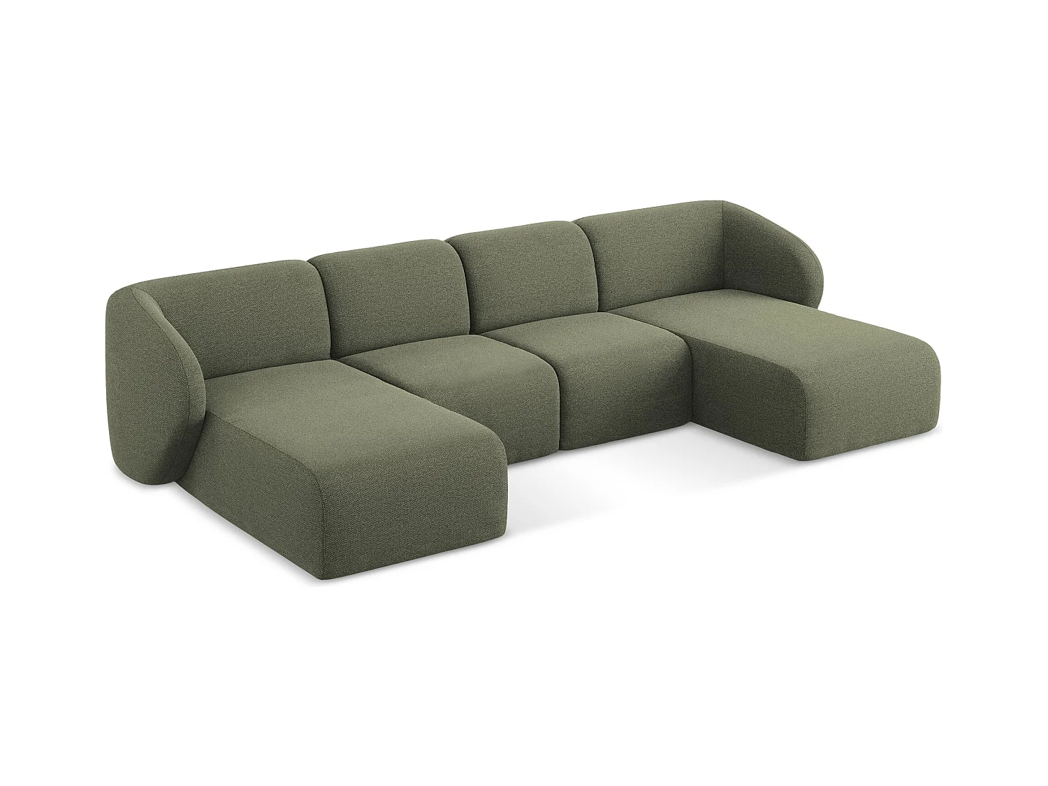 Große Wohnlandschaft - - Bouclé - Olive - LANI